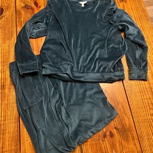 Lauren Conrad velour lounge set with ruffle sleeve detail